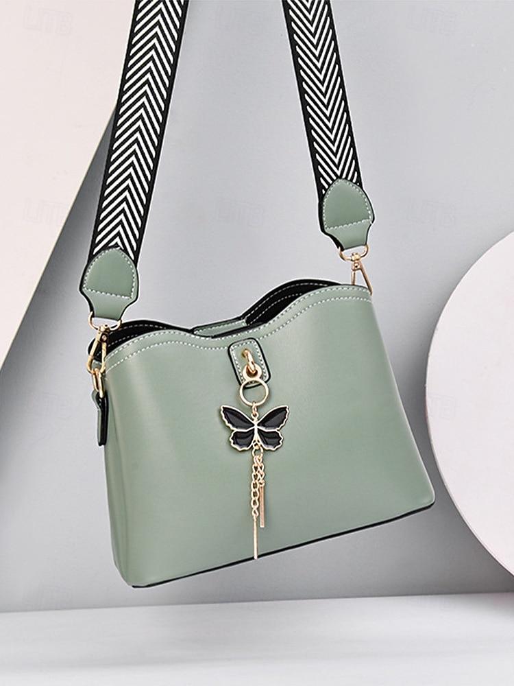 Bolsa transversal feminina em couro sintético com alça ajustável, pingente de borboleta, bolsa casual chique multicolorida para uso diário, deslocamento para o trabalho e passeios de férias. de 2026 por $26.99 –P4