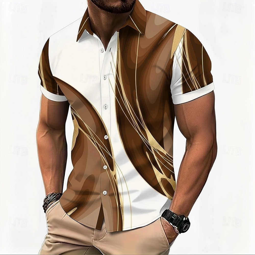 Voor heren Verloop Lijnen / golven Abstracte kunst Overhemd Overhemd met knopen Casual overhemd Korte mouw Mode-casual Streetwear Vakantie Lente Herfst Strijkijzer 3D-afdrukken shirts met kraag blauw 2026 - $25.99 –P4