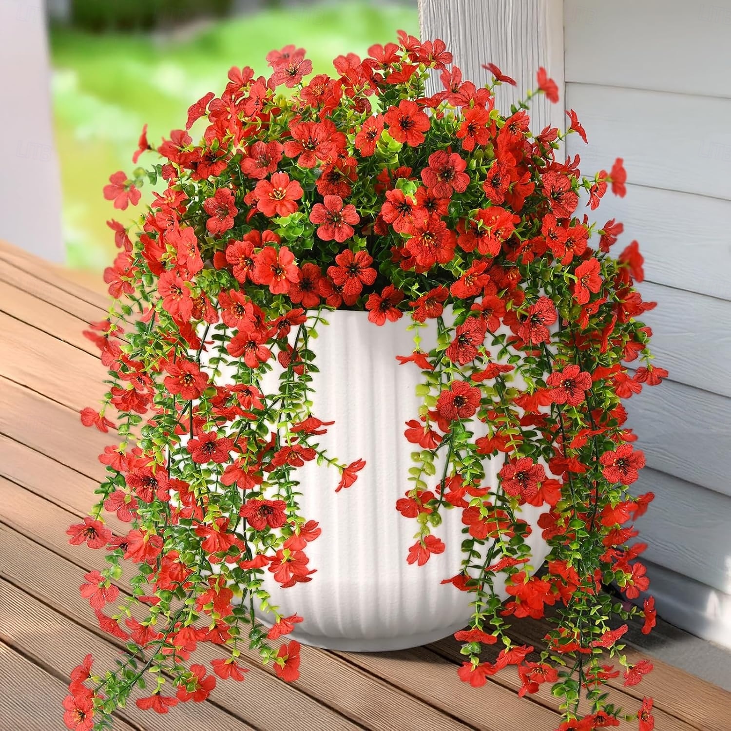 4 Pcs Artificial Hanging Flowers Plants for Outdoor Spring Decoration,Faux Silk Violet with Eucalyptus Leaves,UV Resistant for Outside Home Indoor Planter Porch Patio Balcony Yard Decor 2026 - $21.99 –P8