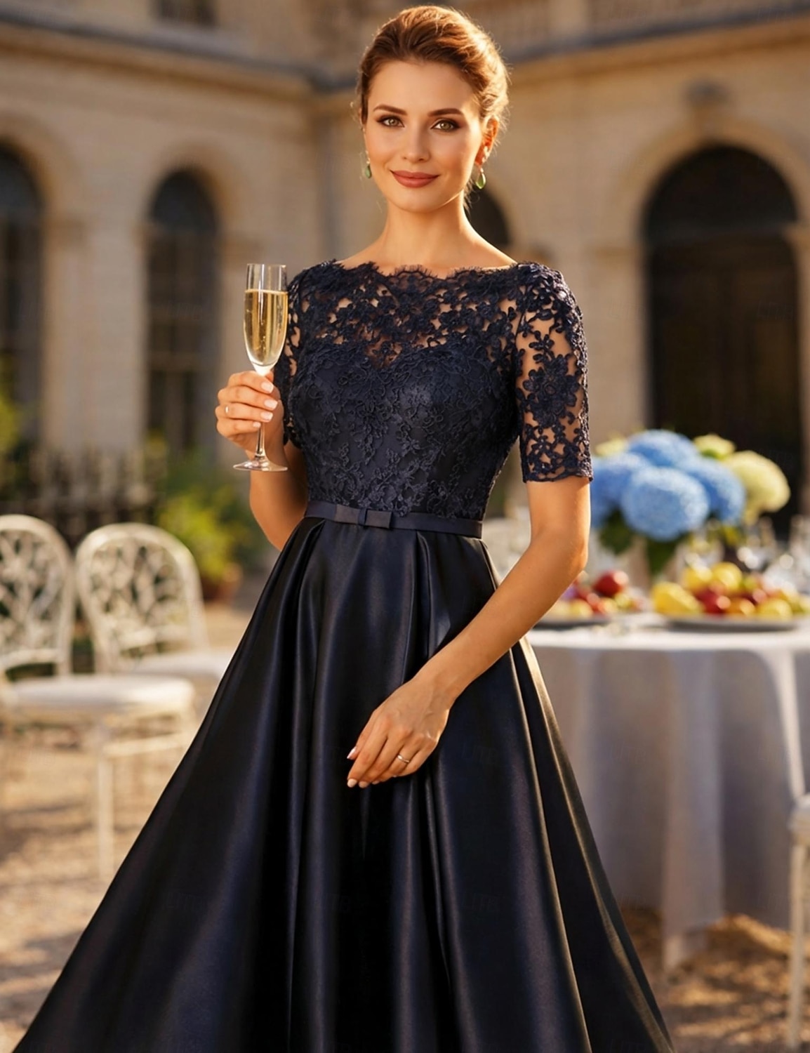 Corte A Asimétrica Vestido Midi Vestido de Fiesta Vestido Cóctel Vestido Invitada Boda Vestido de Madrina Manga Corta Camiseta con cuello redondo Elegante Largura Asimétrica Invitado a la boda Fiesta 2026 - $172.99 –P3