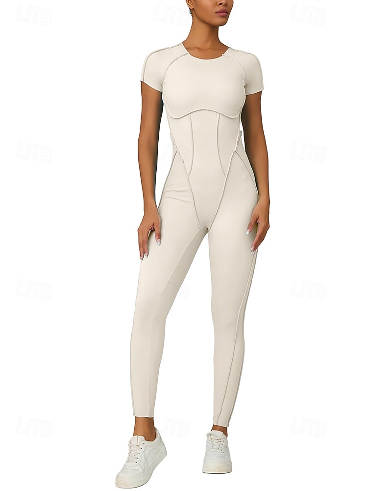Mujer Mono de Fitness Pijama Mono Color sólido Body Verano Primavera Otoño Arroz blanco Rosa Entrenamiento de gimnasio Aptitud física Yoga Eslático Transpirable Manga Corta Deporte Ropa de Deporte 2026 - $44.99 –P2