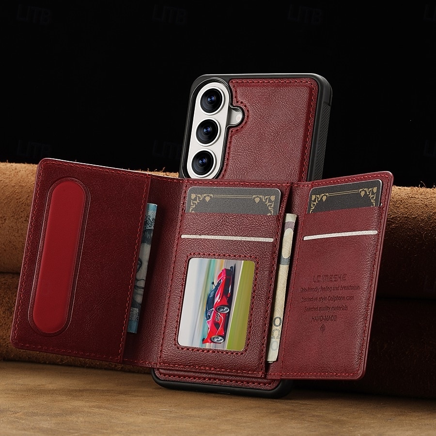 teléfono Funda Para Samsung galaxia S26 S26 Plus S26 Ultra Tarjetas billetera Magnética Soporte de carga inalámbrica Ranura para tarjetas Retro Cuero de PU 2026 - $26.99 –P7