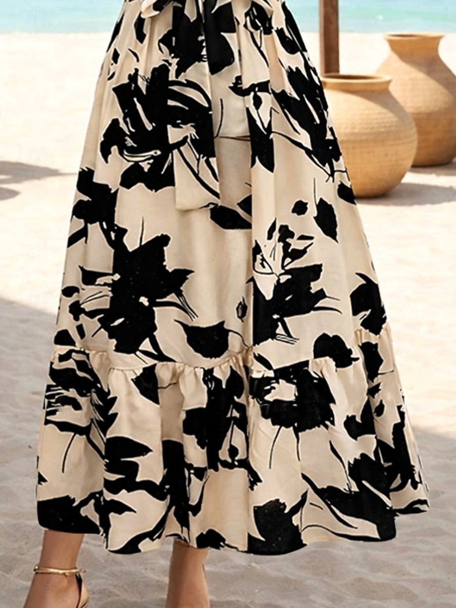 Femmes Robe maxi Robe trapèze Occasionnel Extérieur Sortir Coupe régulière Fleuri Manche Courte Col Rond Abricot Été Printemps de 2026 ? $29.99 –P3