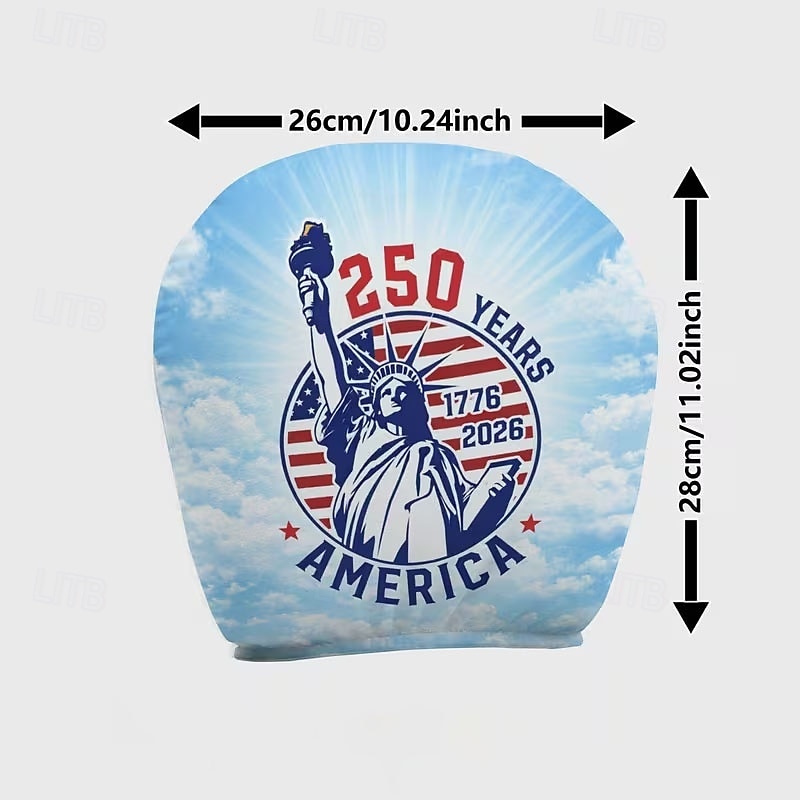 2026年 2個のアメリカ国旗独立プリントの車のヘッドレストカバー、高弾性設計で詰め物のないシート保護、車のシートヘッドレストカバー、車用シートクッション、愛国的なテーマ、車の内装  コレクション – $9.49 –P21