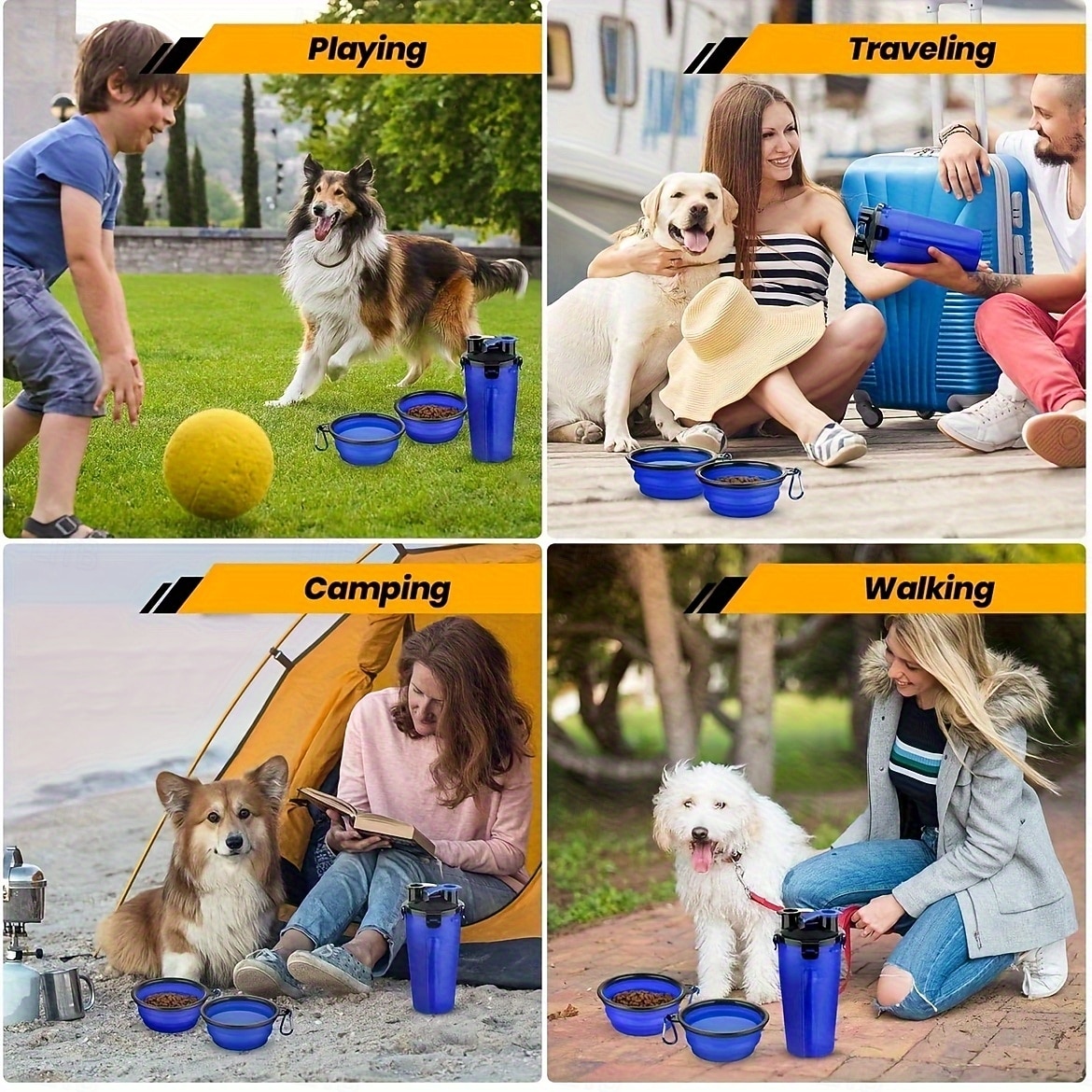 Set composto da 1 tazza per acqua/cibo + 2 ciotole pieghevoli. Borraccia da viaggio per cani con ciotola pieghevole, contenitore per cibo per animali domestici 2 in 1 con ciotola pieghevole. Ciotola del 2026 a $27.99 –P7