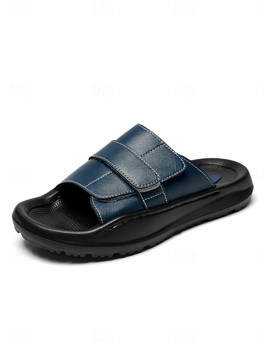 Men's Black Double Strap Slide Sandals Open-Toe Comfort Casual Slippers for Resort & Poolside, Beach Vacation, Travel, Seaside Relaxing, Summer Daily Wear and Outdoor Leisure 2026 - $42.99 –P4
