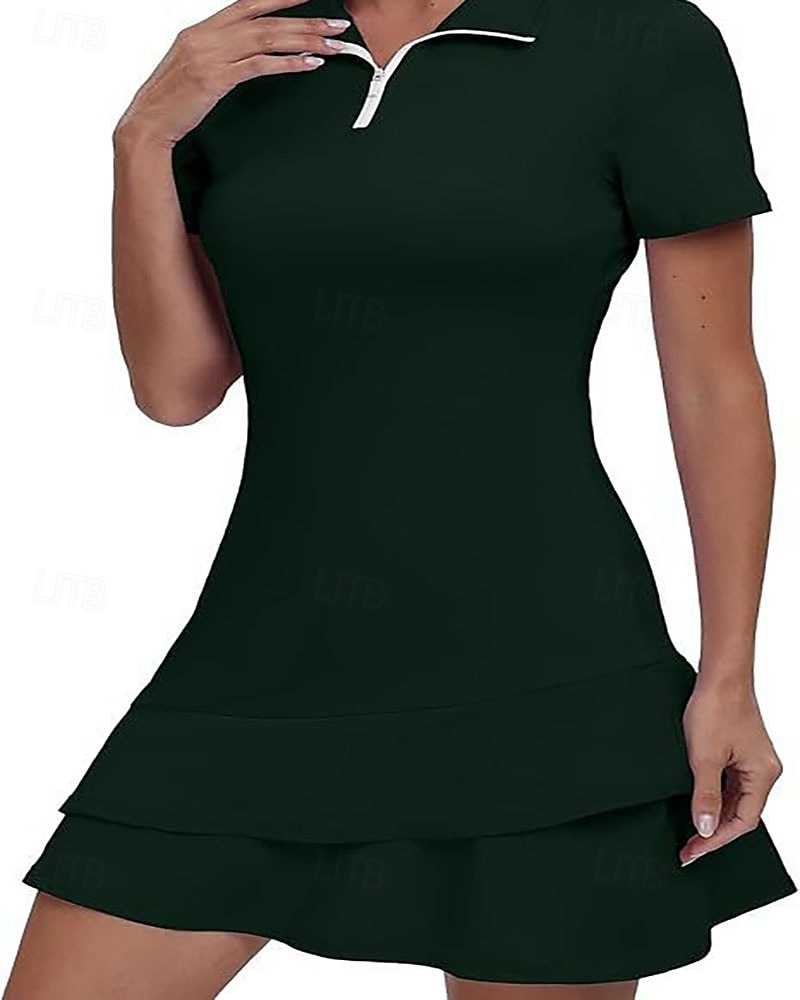 Dam Grafisk Leopard Geometrisk Tennisklänning med shorts Sportklänning Golfpikéklänning Kortärmad Fjärdedels blixtlås Asymmetrisk Elastisk Svettavvisande Andningsfunktion Tennis Golf Badminton 2026 - $22.99 –P5