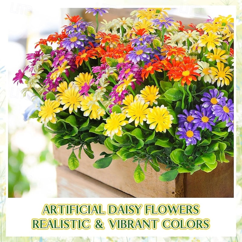 20 unidades de margaridas verdes artificiais &Crisântemos artificiais para decoração de interiores e exteriores, cercas de jardim, centros de mesa de jantar, arranjos florais de plástico. de 2026 por $31.99 –P3
