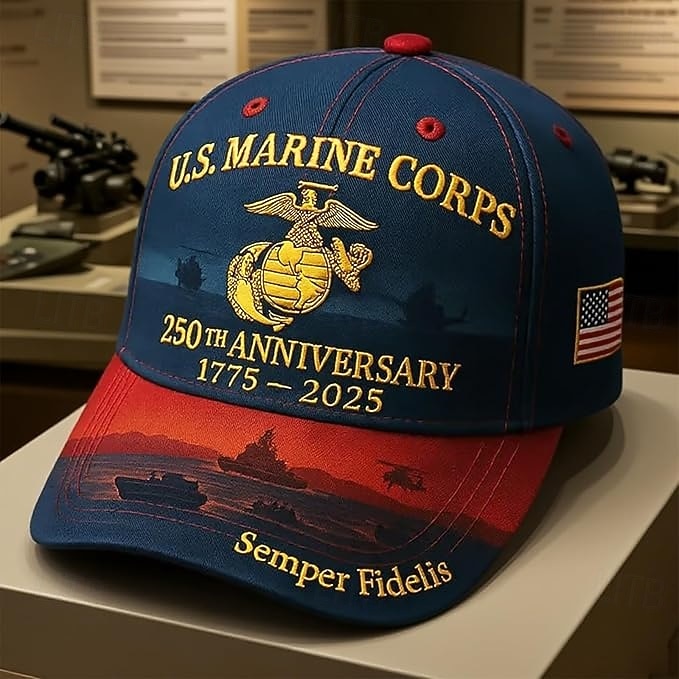 U.S. Marine Corps 250-årsjubileumsbaseballcaps 1775-2025, brodert militærhatt med Semper Fidelis, amerikansk flagg, rød &blå patriotisk justerbar lue 2026 - $21.99 –P4
