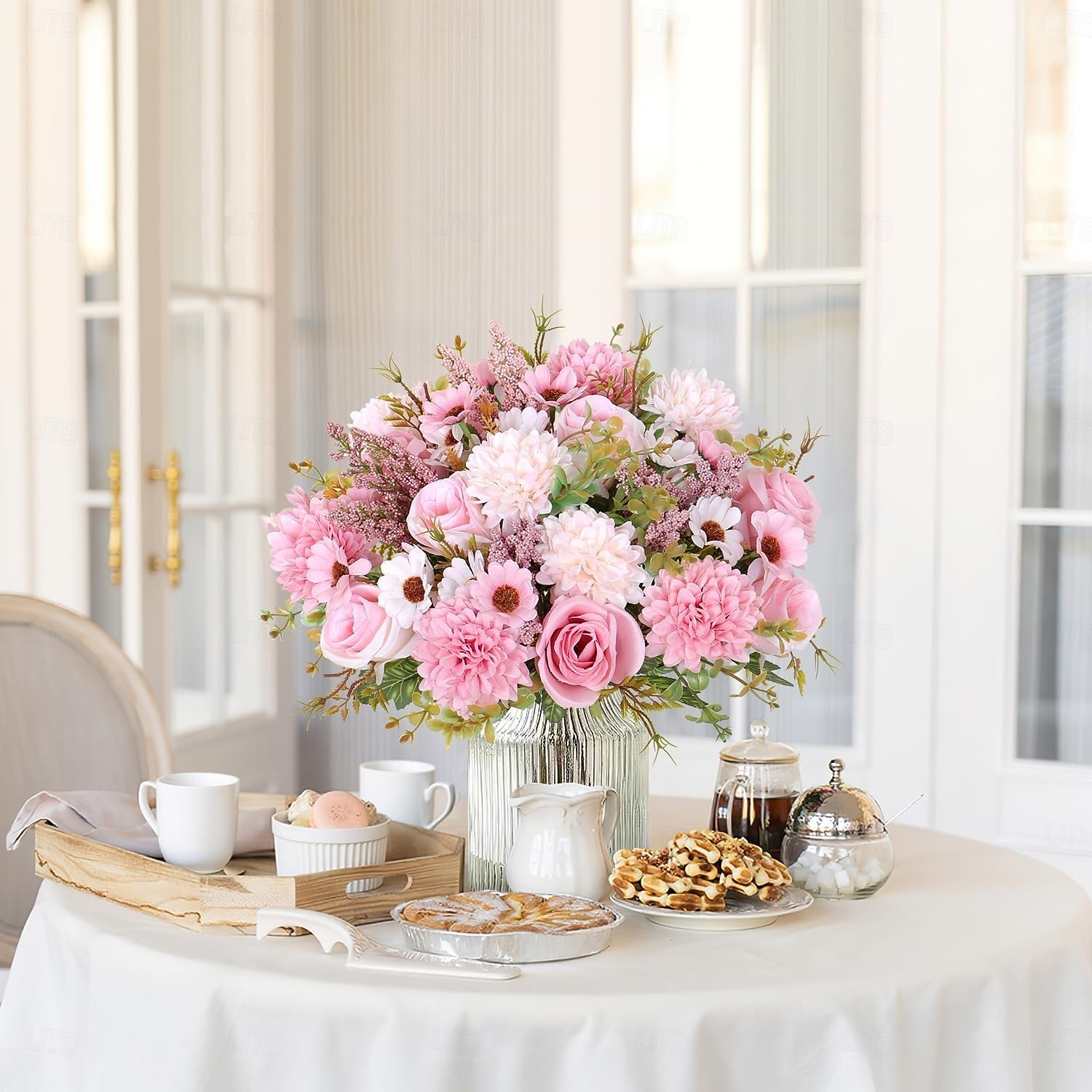 Artificial Flowers Like Real Artificial Bouquet 2/4 Packs Silk Artificial Roses Bouquet with Daisy Chrysanthemum Pink Flowers for Valentines Day Centerpiece Table Wedding Party Decor 2026 - $13.99 –P6