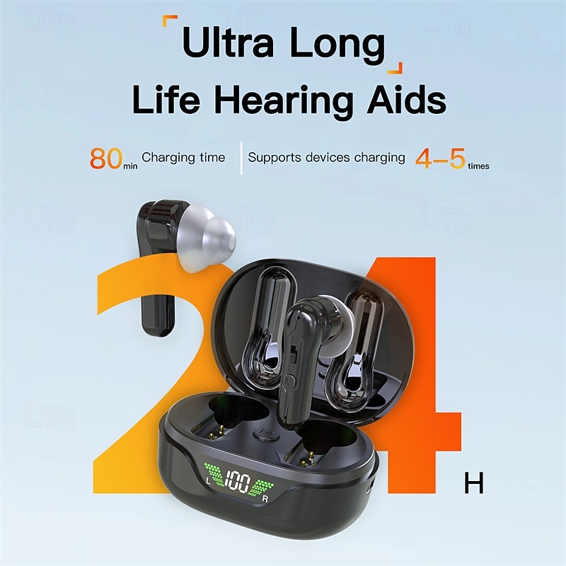 Hearing Aids, Rechargeable Hearing Aids for Seniors with Noise Cancelling, Hearing Amplifier for Adults Hearing Loss Device with LED Power Display, Digital Amplifier Into Ear No Squealing-Black 2026 - $95.99 –P4