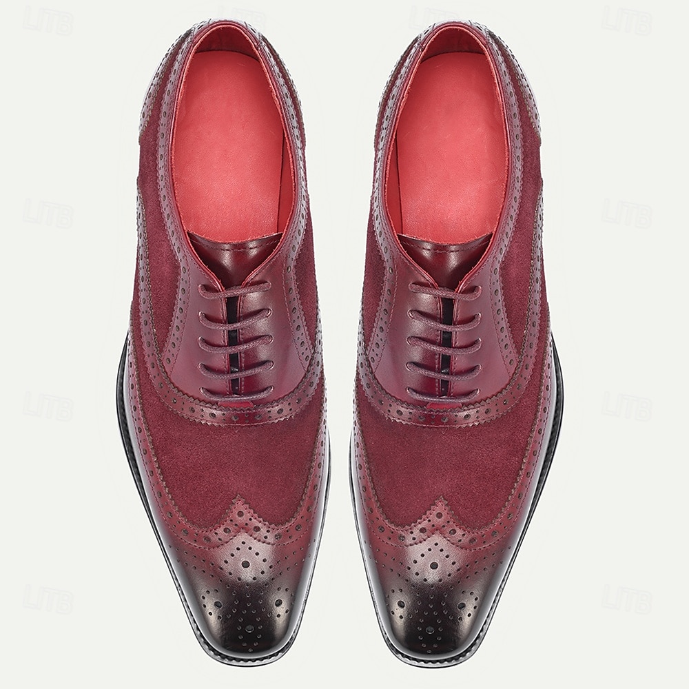 Sapatos brogue masculinos em couro legítimo – couro bovino premium, design wingtip, estilo elegante e clássico, sapatos sociais confortáveis para homens, ideais para casamentos, festas, escritório e eventos formais. de 2026 por $109.99 –P6