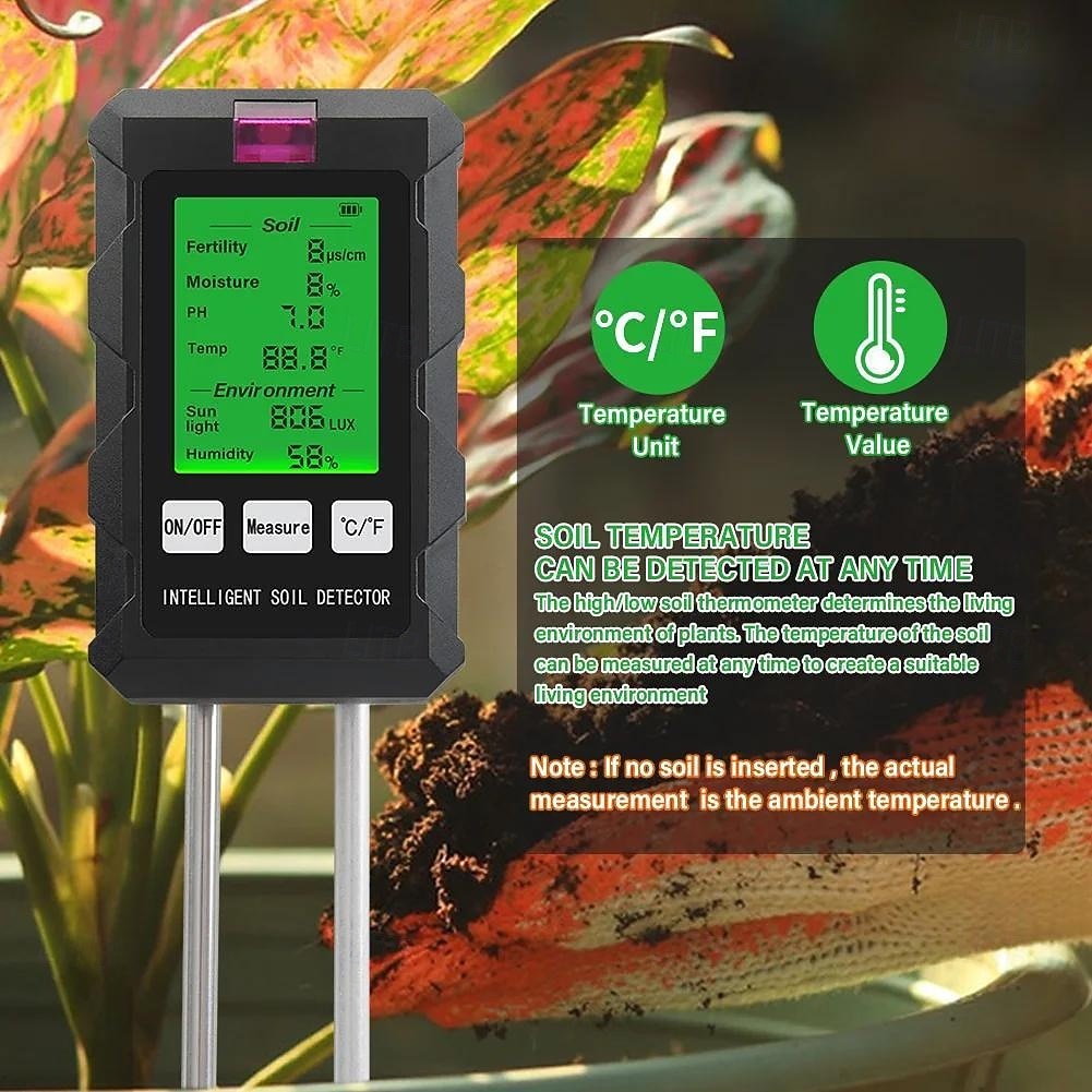 6-in-1 Digital Soil pH Meter for Garden Plants, Professional Soil Tester for Moisture, Fertility, Sunlight, Temperature & Humidity, Accurate Soil Test Kit for Indoor Outdoor Lawn, Farm, Plant Care 2026 - $35.99 –P5