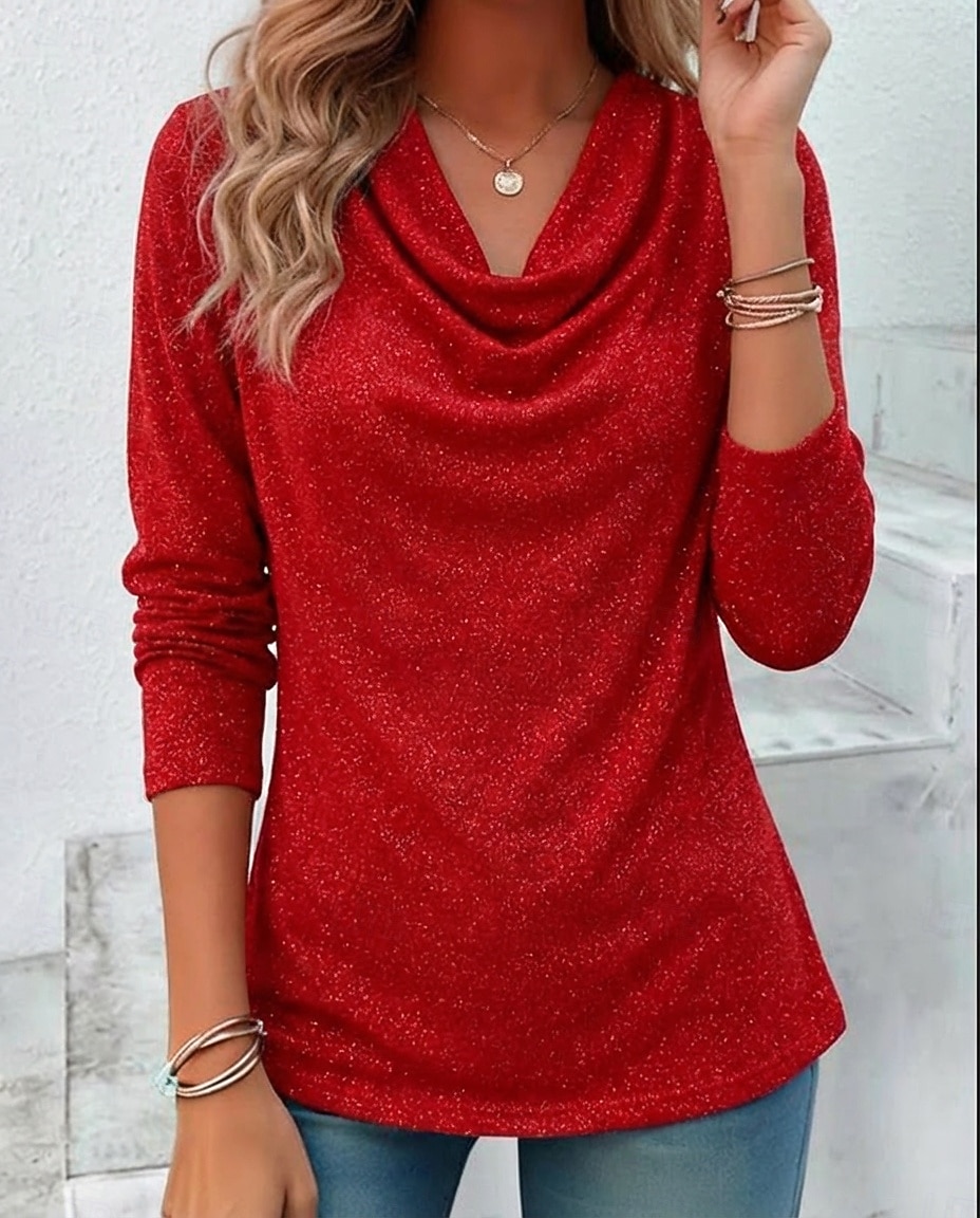 Femmes Haut d'épissage en dentelle Chemisier Élégant Mode manche longue Col Bénitier Hauts Réguliers Quotidien Tenue de soirée Sortir Bleu Noir Jaune Rouge Violet Printemps Automne de 2026 ? $27.99 –P4