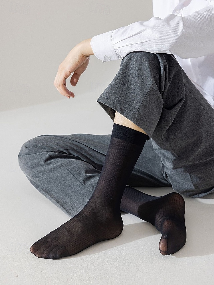 Мужские дышащие полосатые носки из полиэстера, различные цвета, элегантный аксессуар для торжественных случаев, свадеб, вечеринок и повседневной деловой одежды. 2026 - $7.99 –P5