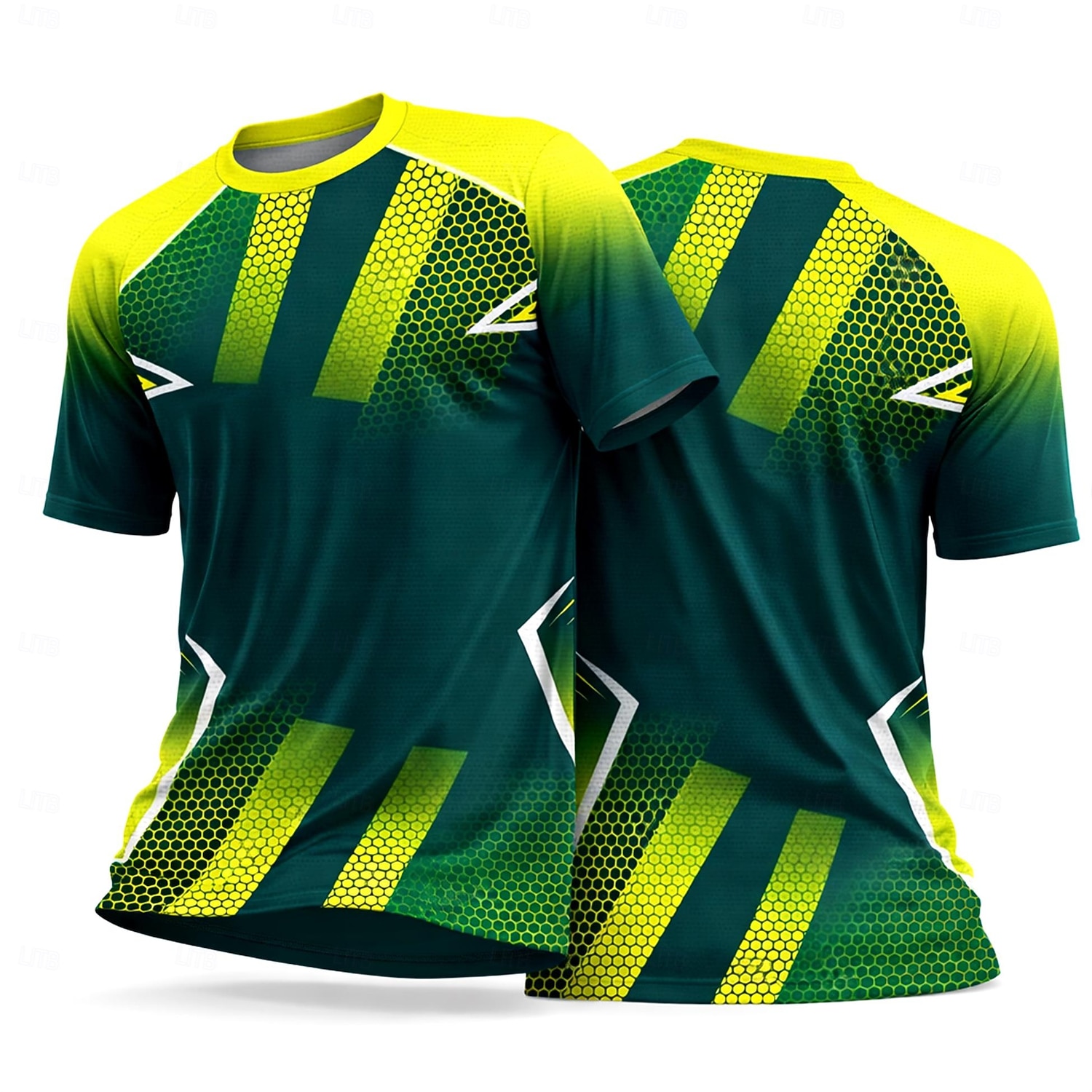 Men's Soccer Jersey Geometric Gradient Letter & Number Running Top Athletic T-shirt Summer Color Block Short Sleeve UPF 50 Quick Dry Moisture Wicking Breathable Tournament Football Gym Running 2026 - $18.99 –P1