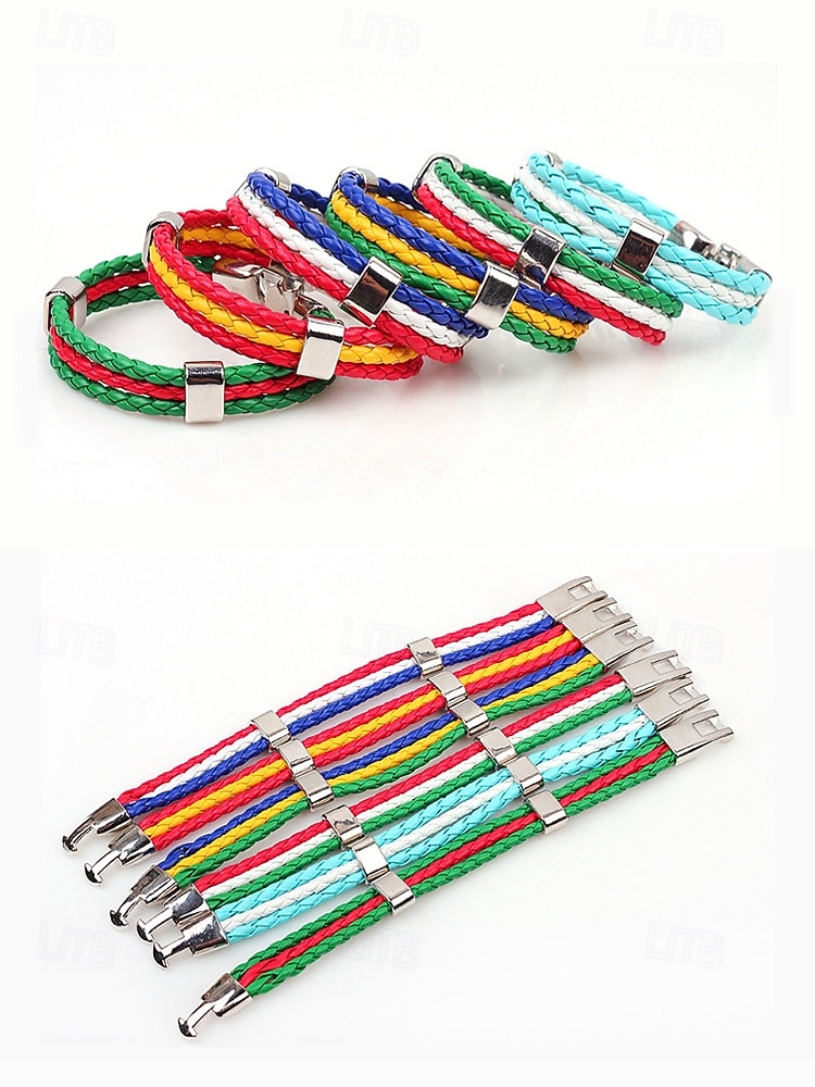 Bracciale da uomo intrecciato in similpelle, disponibile in diversi colori, ispirato alla bandiera americana, ideale per partite di calcio, tifosi, tifosi di football, per lo spirito di squadra e per un look casual da giorno di partita. del 2026 a $7.99 –P8