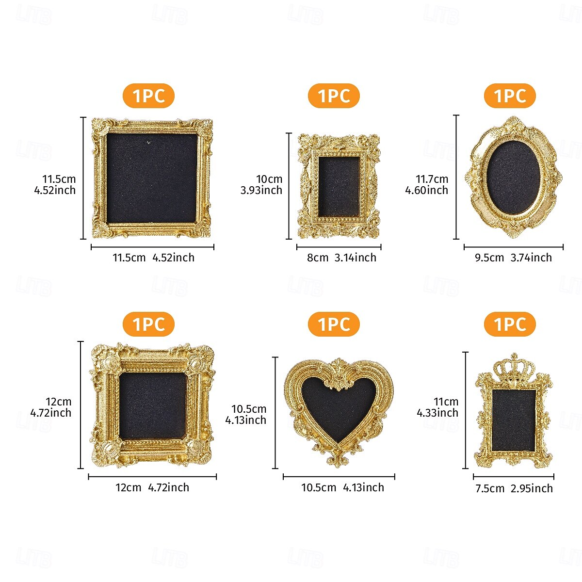 6PCS Vintage Gold Resin Embossed Frame Set – DIY Wall Decor, Photo Frame Accents for Home, Party, Birthday, Wedding, Holiday, Photography Props, Miniature House Decoration 2026 - $42.99 –P3