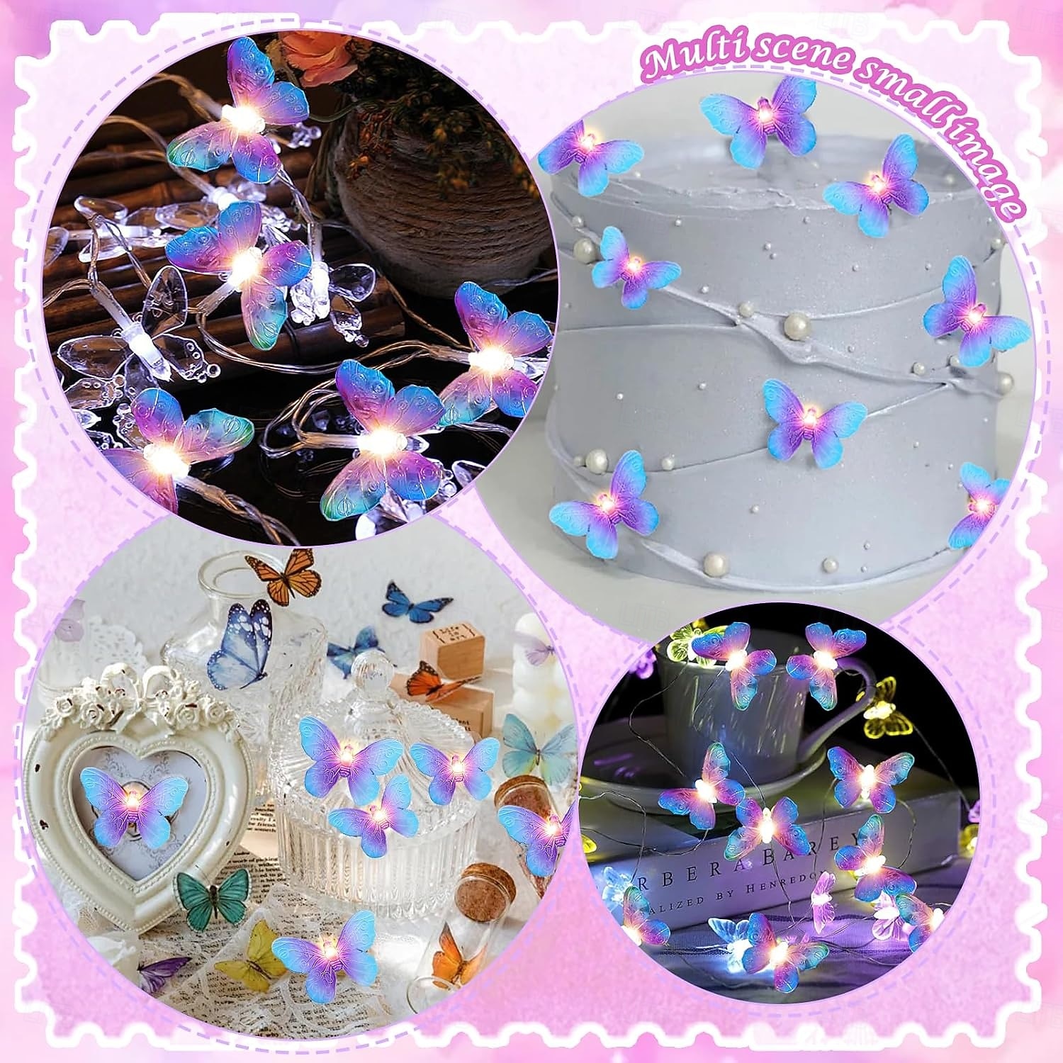 LED-Lichterkette mit Schmetterlingsmotiven, batteriebetrieben, lila Schmetterlingslichter für Zuhause, Schlafzimmer, drinnen und draußen, Garten, Hochzeit, Party, Urlaub, Sommerdekoration 2026 - $16.49 –P3