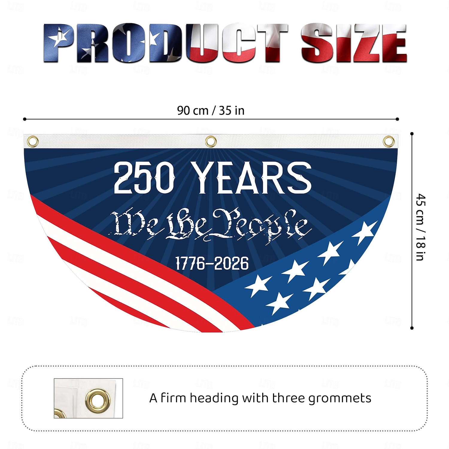 2KS Vlajka k 250. výročí USA 1,5x3 FT 1776-2026 Fan vlajky prapor vlastenecké hvězdy zahradní značení dekorace na venkovní použití přední dveře veranda uvítací pozadí s mosaznými očky 2026 - $18.99 –P2