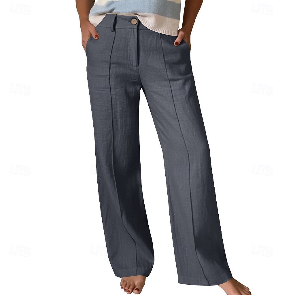 Per donna Pantaloni Pantaloni Estivi Pantaloncini casual Vacanza Moda Casual Quotidiano Lunghezza intera Vita Alta Tinta unica Semplice Cerniera Tasca Gamba Dritta Comodità Morbido Traspirante del 2026 a $28.99 –P6