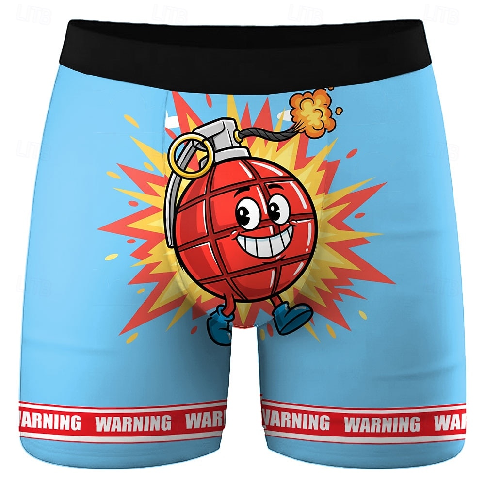 Муж. Мультипликация С надписью Бомбить Эластичные боксерские трусы Плавки Боксерские шорты для плавания Веселая Повседневные Дом Пляжный отдых 2026 - $16.99 –P1