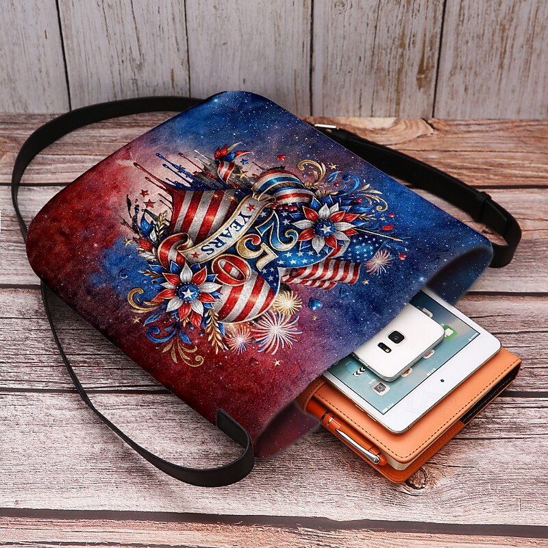 Women's Polyester Flocked Crossbody Bag with Adjustable Strap, Patriotic 250th Anniversary & Independence Day Design, Perfect for Daily Casual Use and American Celebration Events 2026 - $19.99 –P6