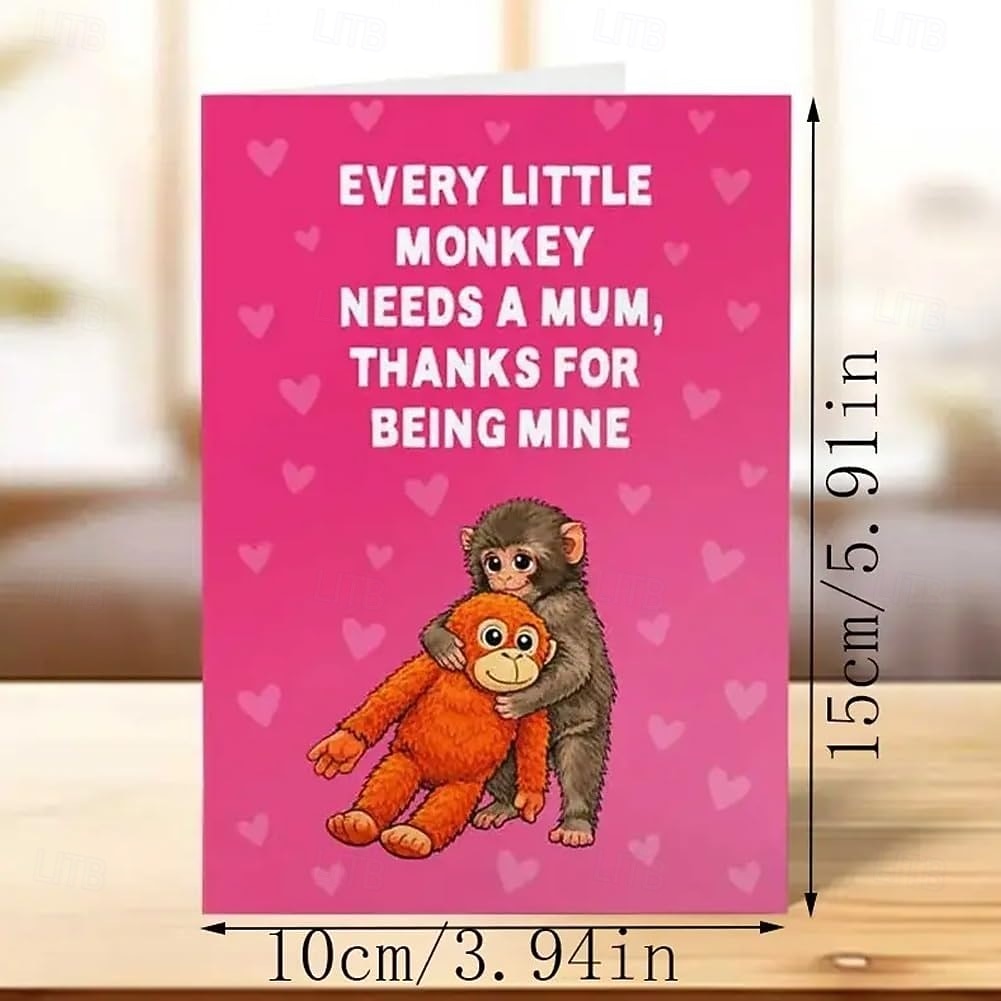 Zestaw 2 szt. Punch the Monkey Meme urocza kartka na Dzień Matki szczere ilustracje kartka z kraftową kopertą każda małpka meme potrzebuje mamy tematyka zwierzęca na urodziny/uznanie dla mamy 2026 - $9.99 –P6