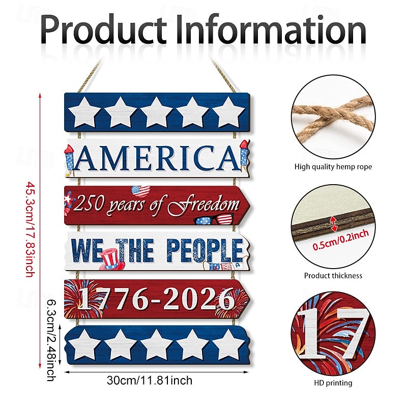 1 db szett amerikai függetlenség napja 250. évfordulójának fa sas tábla, vintage kerek ajtóra akasztható, hazafias amerikai lakberendezés, tökéletes július 4-re, emléknapra és nemzeti ünnepekre 2026 - $21.99 –P12