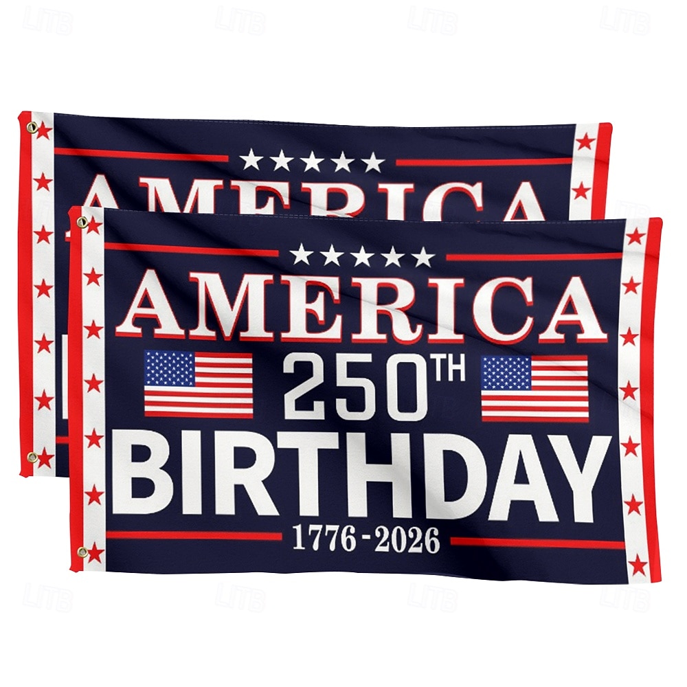 2 Stück US-Gedenkflaggen zum 250. Jahrestag der Unabhängigkeit Amerikas – Jahre der Freiheit – mit majestätischem Adler mit ausgebreiteten Schwingen – patriotisches Banner (1776–2026) – Feierlichkeiten zum 500. Jahrestag der Unabhängigkeit am 4. Juli 2026 - $27.99 –P1