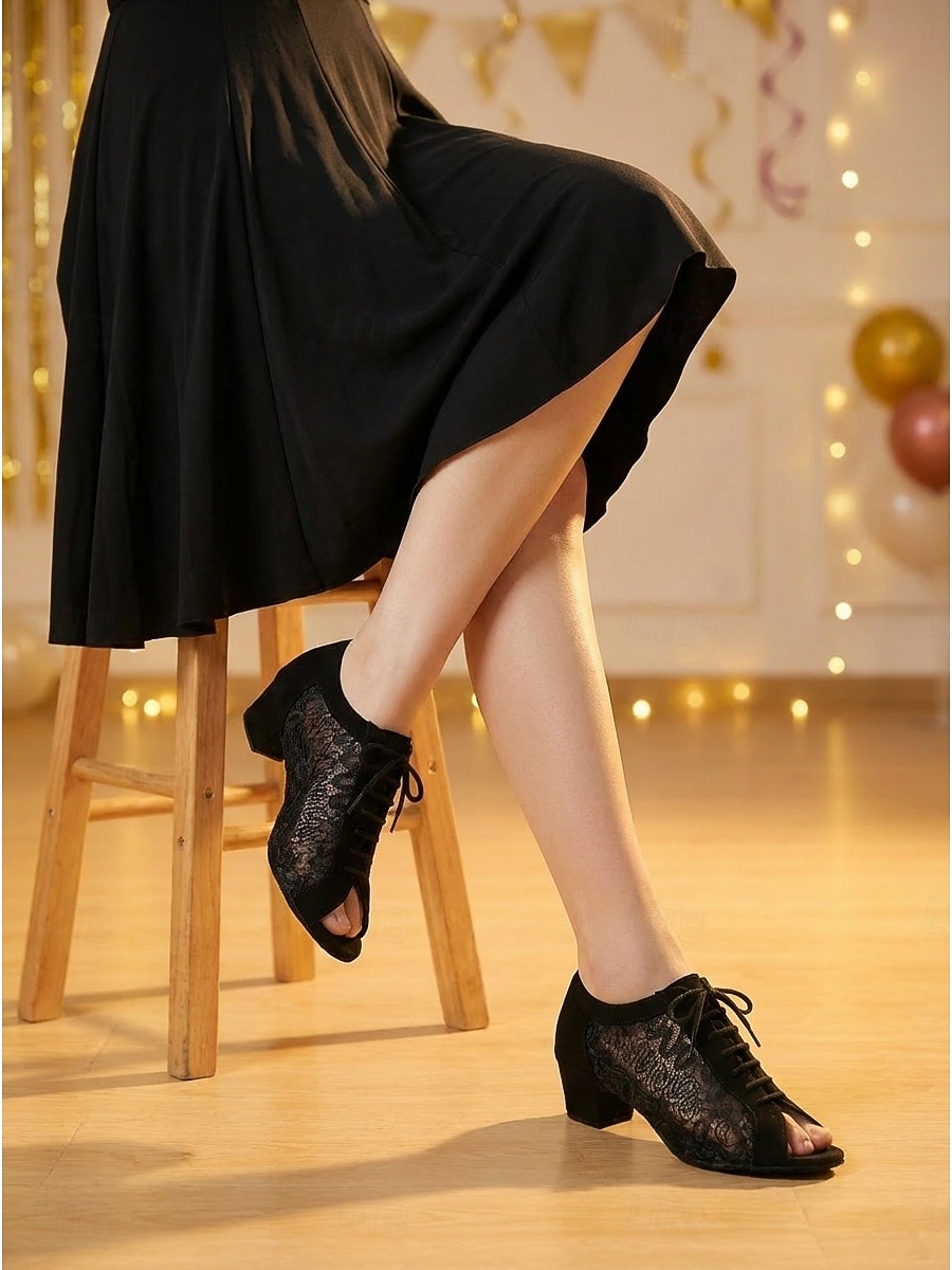 naisten ammattitason tanssikengät - harmaat nauhalliset tanssikengät &jazz-korkokengät 2026 - $54.99 –P2