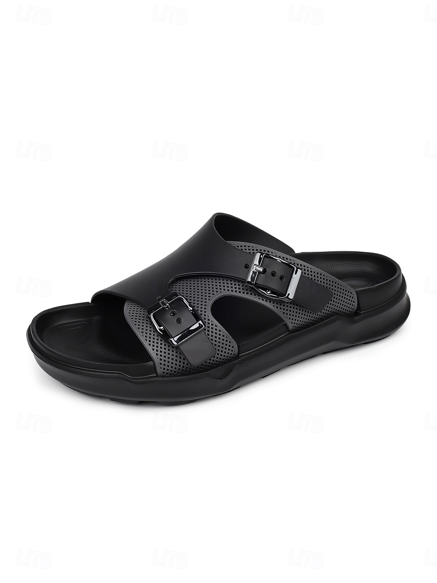 Men's Black and White Double Strap Slide Sandals Open-Toe Comfort Casual Slippers for Resort & Poolside, Beach Vacation, Poolside Relaxing, Travel, Outdoor Leisure and Summer Everyday Wear 2026 - $26.99 –P6