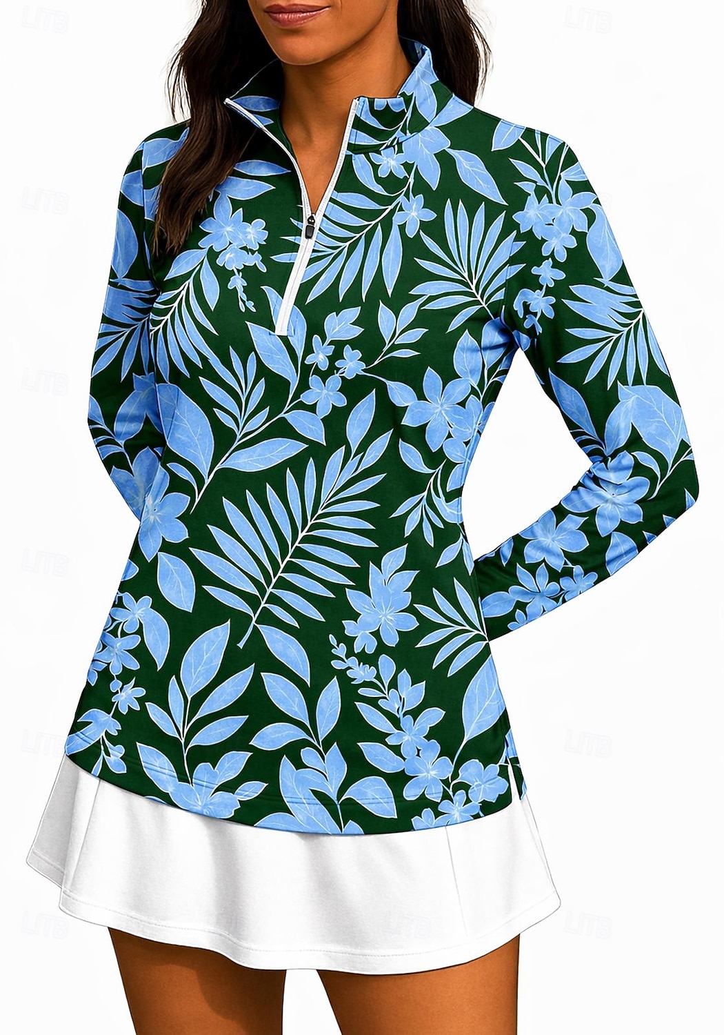 نسائي النباتية كنزات Shirt قميص رياضي قميص بولو كم طويل سحاب زهري UPF50+ مقاوم للأشعة فوق البنفسجية عالية المرونة رطوبة فتل متنفس الكرة الطائرة تينس الغولف رقبة عالية مرتفعة قميص قميص طويل الذراعين 2026 - $25.99 –P6