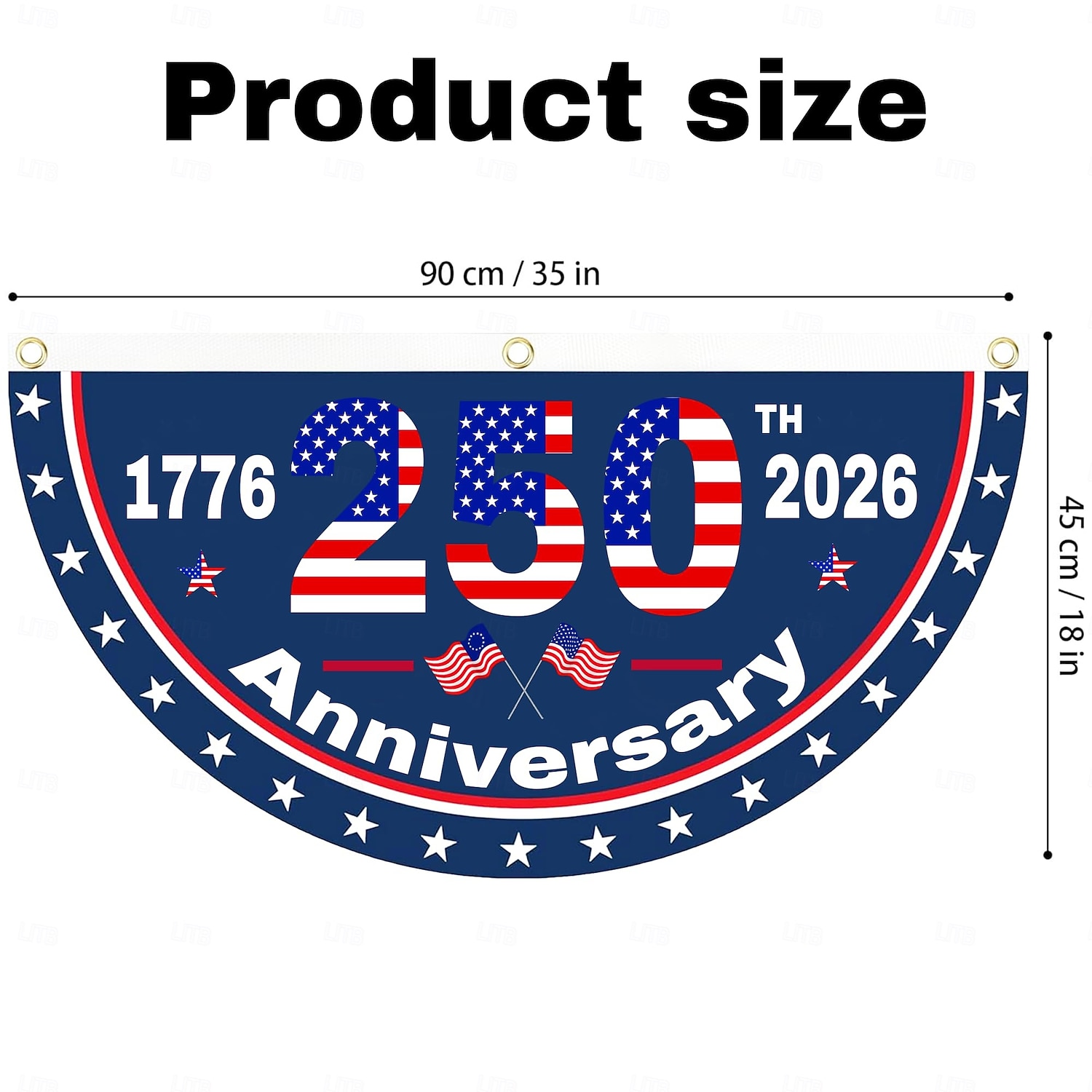 2 stk. U.S. 250. jubileumsflagg 1,5X3 FT 1776-2026 fanflagg patriotiske stjerner hageplakater hengende dekorasjoner utendørs inngangsdør veranda velkomst bakgrunn med messingøyer 2026 - $18.99 –P3