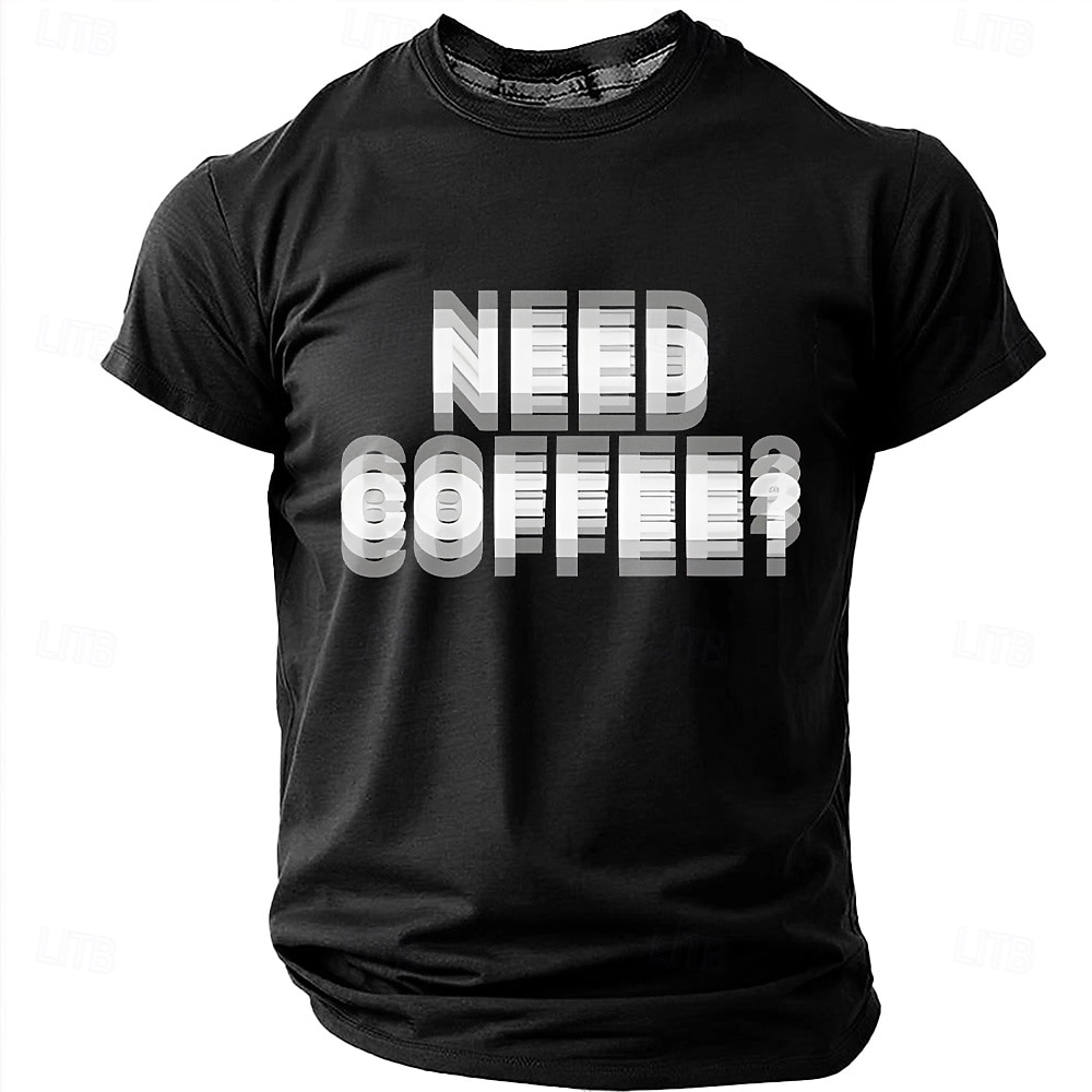 Men's NEED COFFEE? Funny Blurry Dizzy Effect Graphic T-Shirt Coffee Lover Gift Motion Blur Text Print Casual Short Sleeve Tee Office Humor Designer Clothing Apparel S M L XL XXL XXXL 2026 - $21.99 –P1