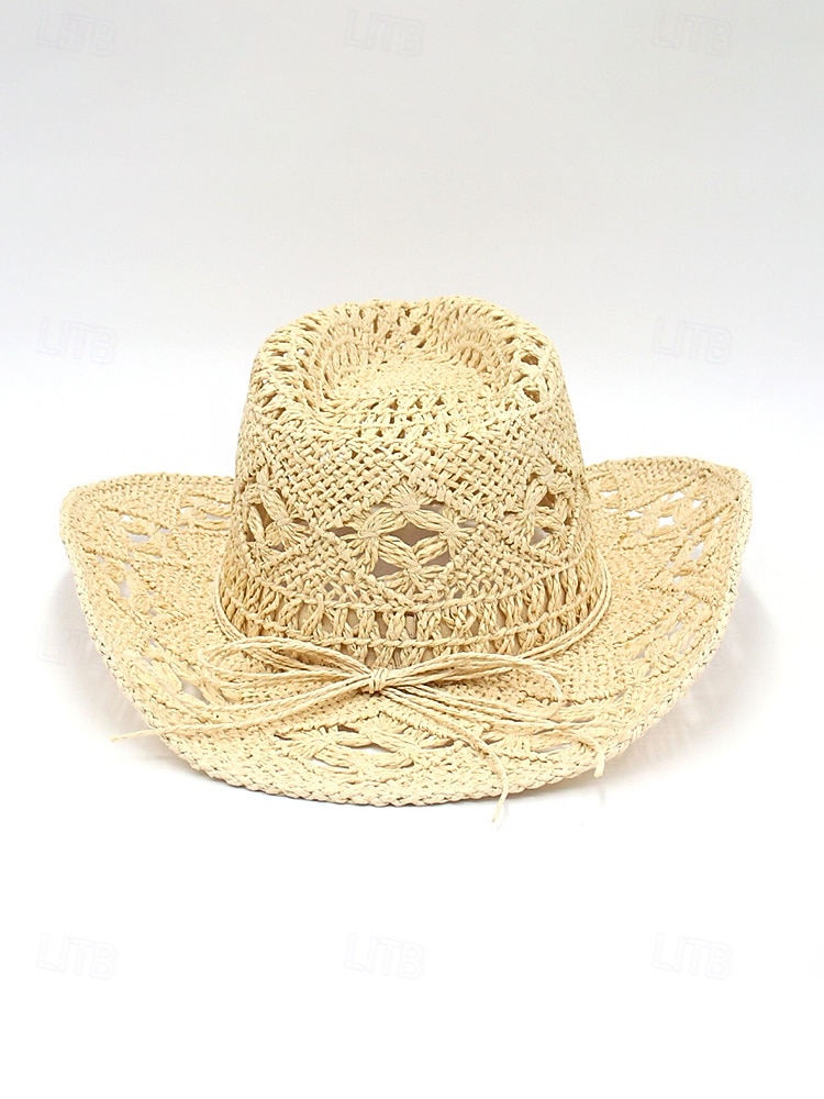 Ανδρικό ψάθινο καουμπόικο καπέλο western σε πολλά χρώματα, υφαντό καλοκαιρινό καπέλο ηλίου για διακοπές στην παραλία, ρούχα western στυλ, ρούχα σε θέρετρα και καλοκαιρινά πάρτι 2026 - $42.99 –P5