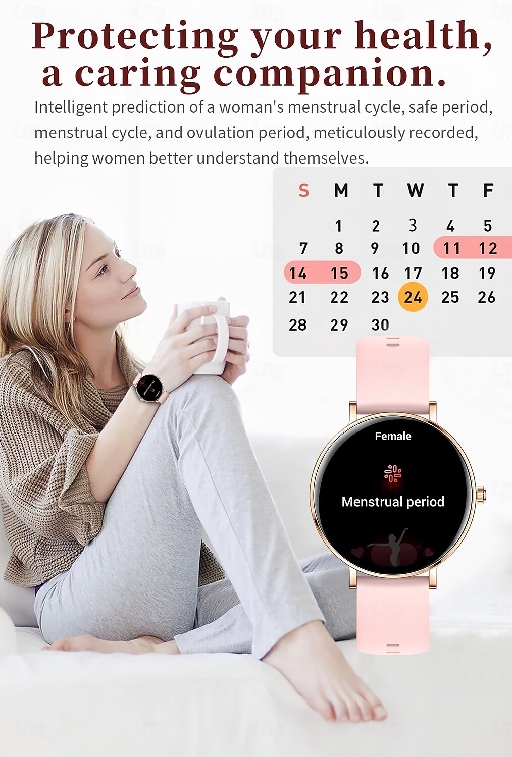 Relógio inteligente exclusivo Goddess com tela redonda AMOLED HD de 1,32 polegadas, ultrafino e leve de 7,5 mm, a melhor opção de presente para namorada, monitoramento de frequência cardíaca e de 2026 por $77.99 –P9