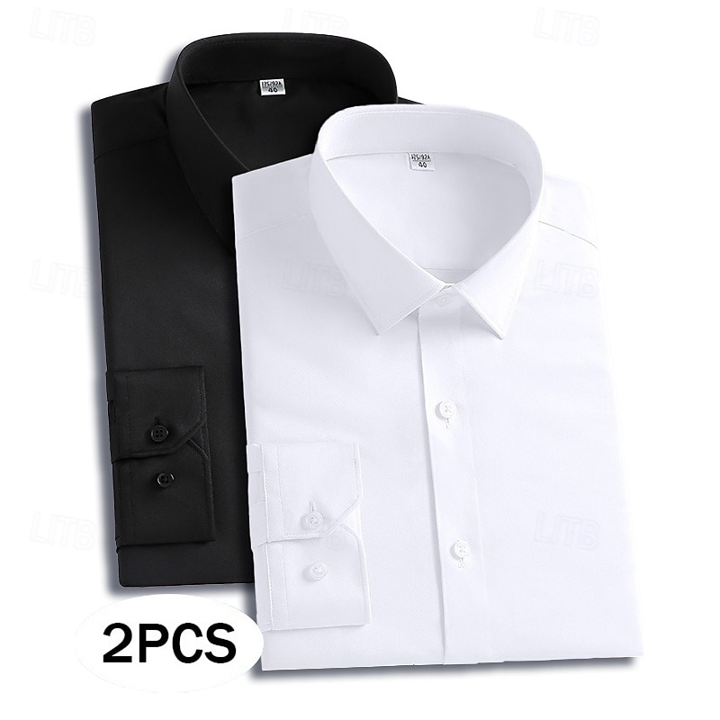 Homme Chemise Chemise habillée Chemise sans repassage Chemise Boutonnée Couleur Unie Quotidien Affaires Orange + bleu Bleu marine + noir orange+rouge Bleu Marine + Rouge manche longue Col Rabattu de 2026 ? $45.99 –P2