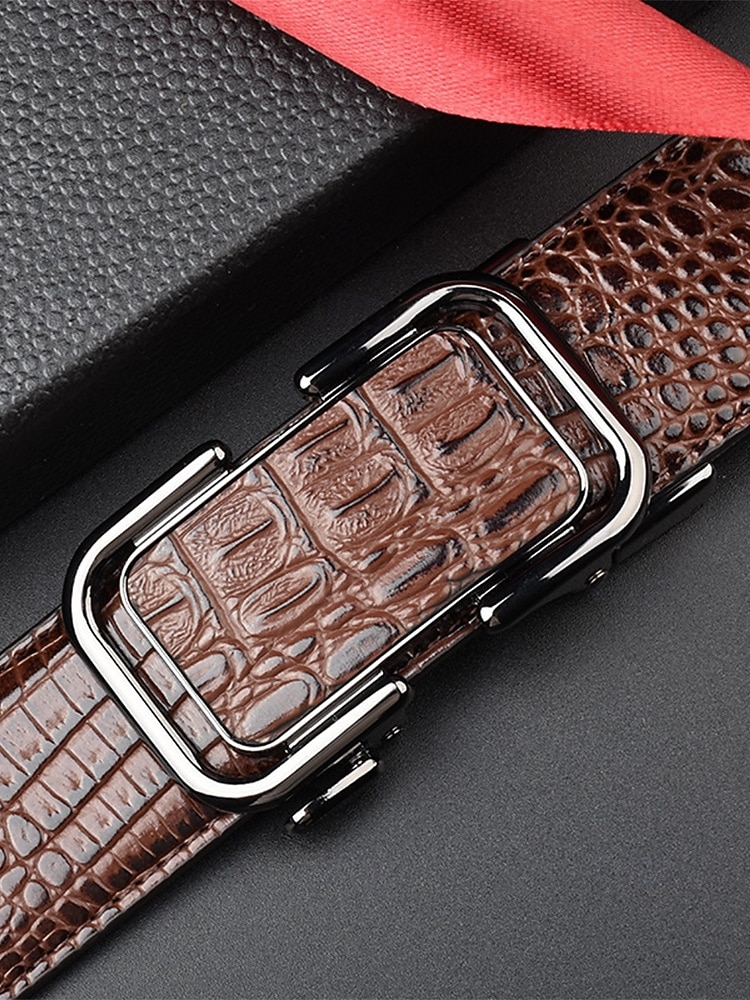Herren-Gürtel aus echtem Leder mit Krokodilmuster, schwarz & braun, elegantes Accessoire für formelle und legere Anlässe wie Hochzeiten, Partys und den täglichen Geschäftsalltag 2026 - $19.99 –P5