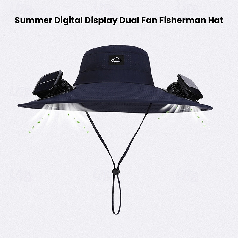 2026 New Solar-Powered Outdoor Sun Hat with Dual Fans, Digital Battery Display, Wide Brim, Lightweight Breathable Cap for Hiking, Fishing, Camping, Travel, Beach, Summer 2026 - $35.99 –P12