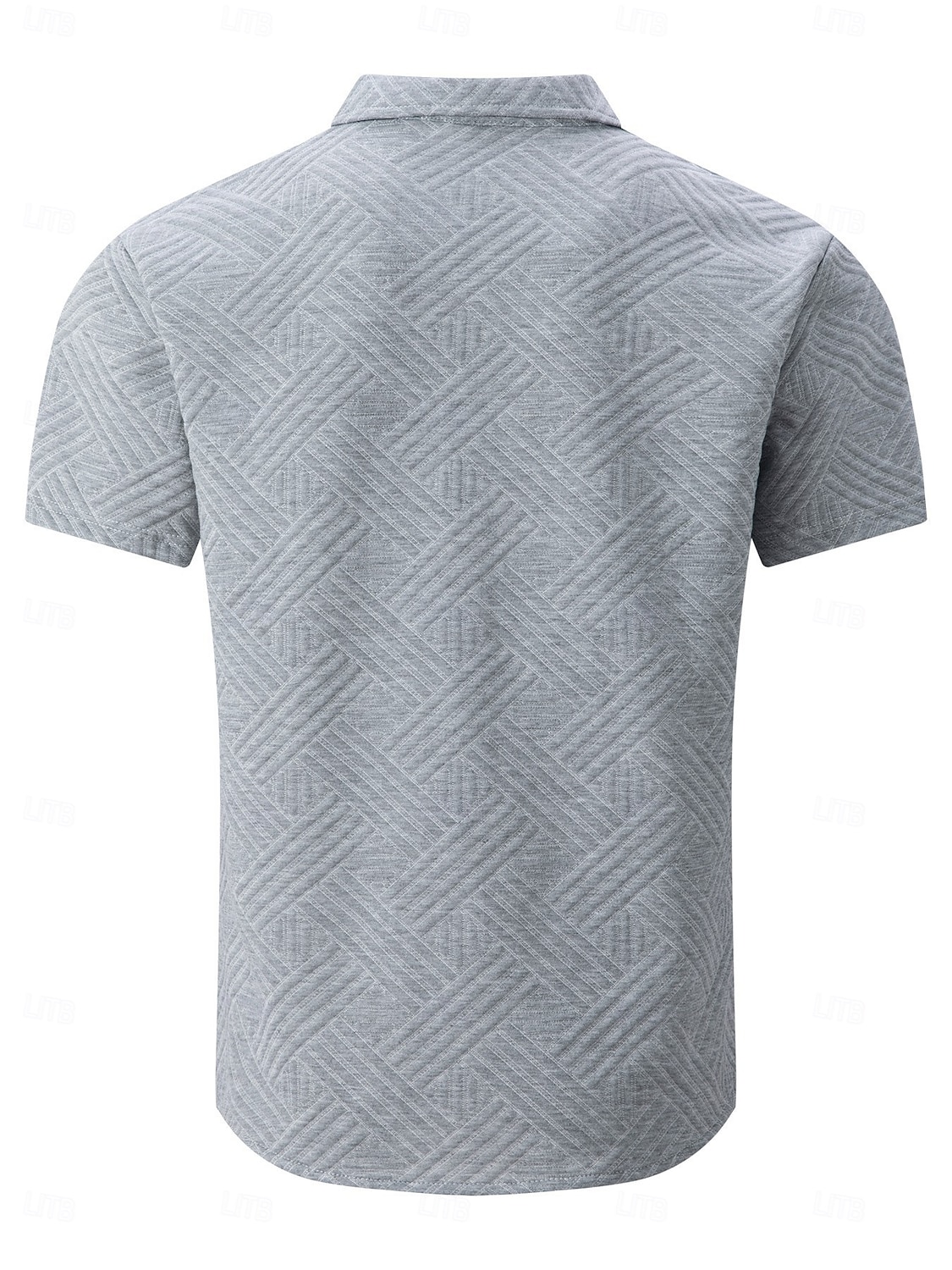Voor heren Overhemd Normaal shirt Overhemd met knopen Jacquard overhemd Zwart Wit Abrikoos Grijs Licht Blauw Korte mouw Geometrisch Effen Revers Casual Dagelijks Jacquard Kleding Elegant Modieus 2026 - $25.99 –P6