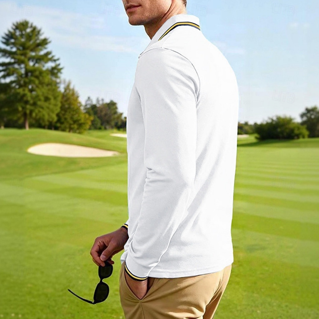 Men's Golf Shirt Golf Polos Shirts Casual Street Lapel Long Sleeve Basic Modern Plain Buttons Spring Fall Regular Fit Black White Red Navy Blue Dark Grey Light Blue Golf Shirt 2026 - $20.99 –P11