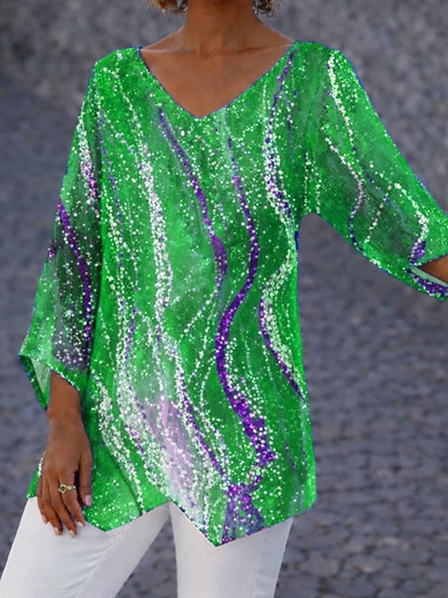 Ημέρα Αμερικανικής Ανεξαρτησίας Γυναικεία Πουκάμισο Μπλούζα Κουρελού Γραφική Σημαία Αφηρημένο Μοντέρνα Στυλάτο Κλασσικό Μακρυμάνικο Λαιμόκοψη V Μακριές μπλούζες Καθημερινά Αργίες Εξόδου 2026 - $27.99 –P2