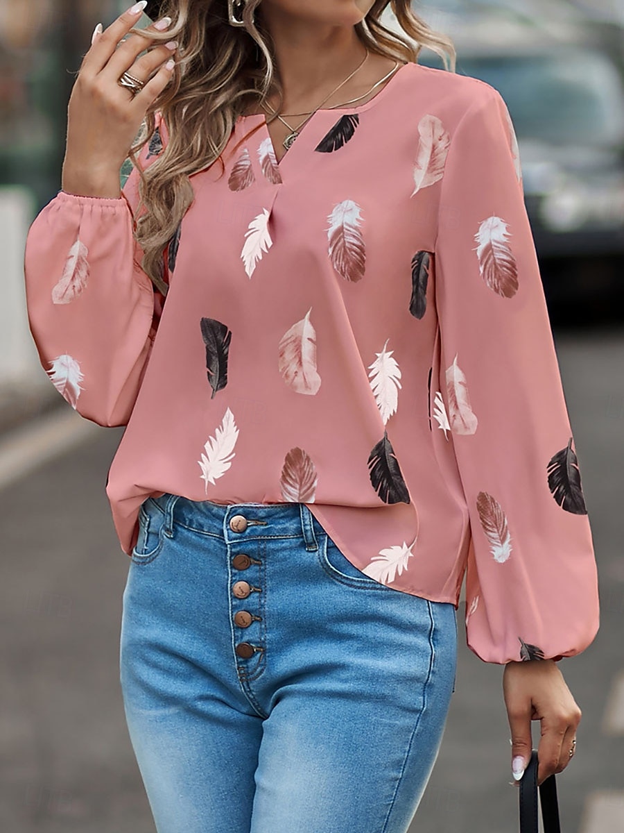 Dam T-shirt Blus Grafisk Mode Stylish Klassisk Långärmad V-hals Vanliga toppar Dagligen Utekväll Helgen Svart Vit Rodnande Rosa Grön Ljusblå Sommar Vår Höst 2026 - $14.99 –P2