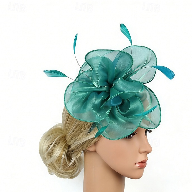 Fascinator Organza Matrimonio Compleanno Elegante Vintage Carino Con Piuma Tulle Copricapo Copricapo del 2026 a $11.49 –P6