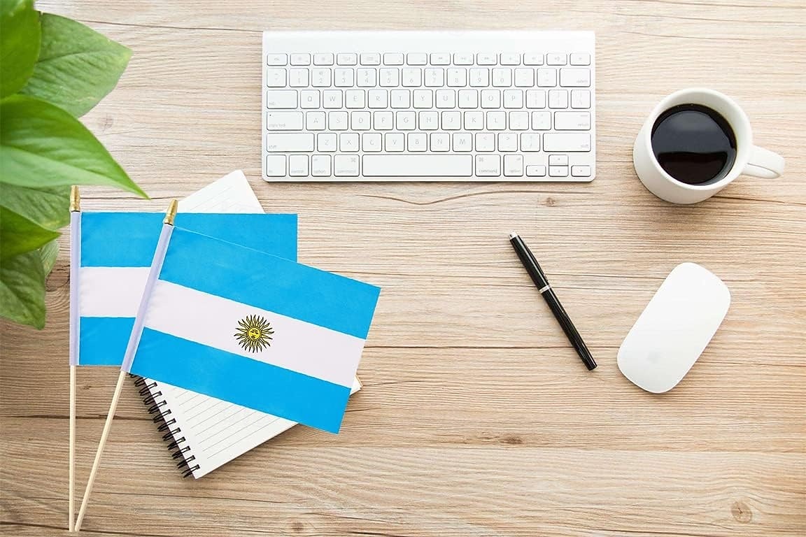 Pachet de 25 de steaguri mici din Argentina, mini steaguri argentiniene portabile, pe băț, 5x8 inch, pentru meciul Cupei Mondiale de fotbal, evenimente sportive, decorațiuni de petrecere, aclamații 2026 - $16.99 –P3