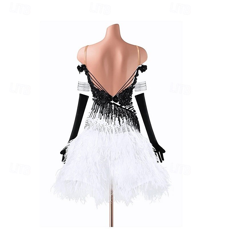 Latin Dance Dress Pleats Splicing Women's Party Training Performance Long Sleeve Spandex Nylon 2026 - $791.49 –P2