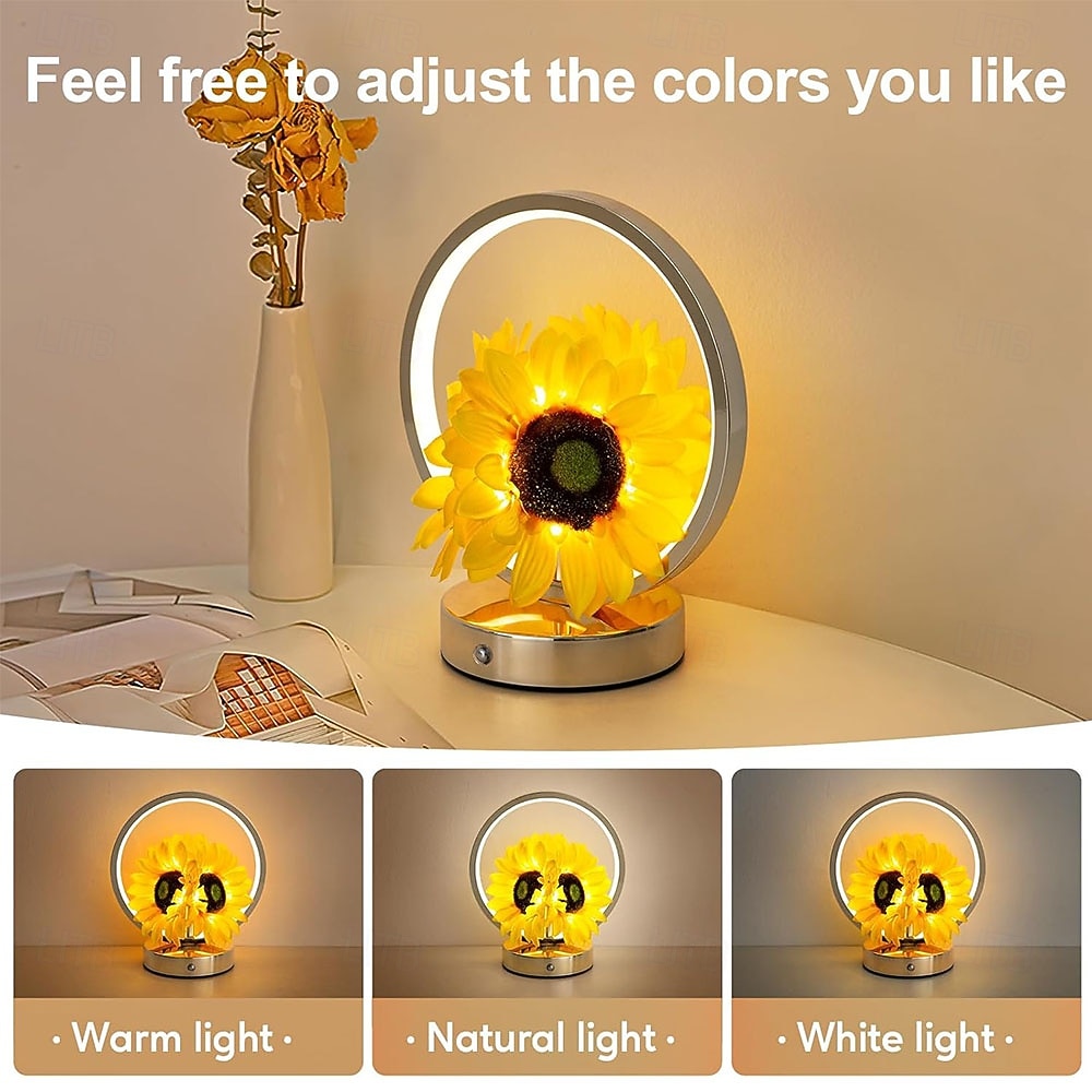 Sunflower Birthday Gifts for Women Mom,Sunflowers Flower Touch Lamp,Rechargeable Cordless 3 Way Dimmable Small Night Light for Living Room,Bedroom,Office Home Decor Thank You Gifts 2026 - $61.99 –P3