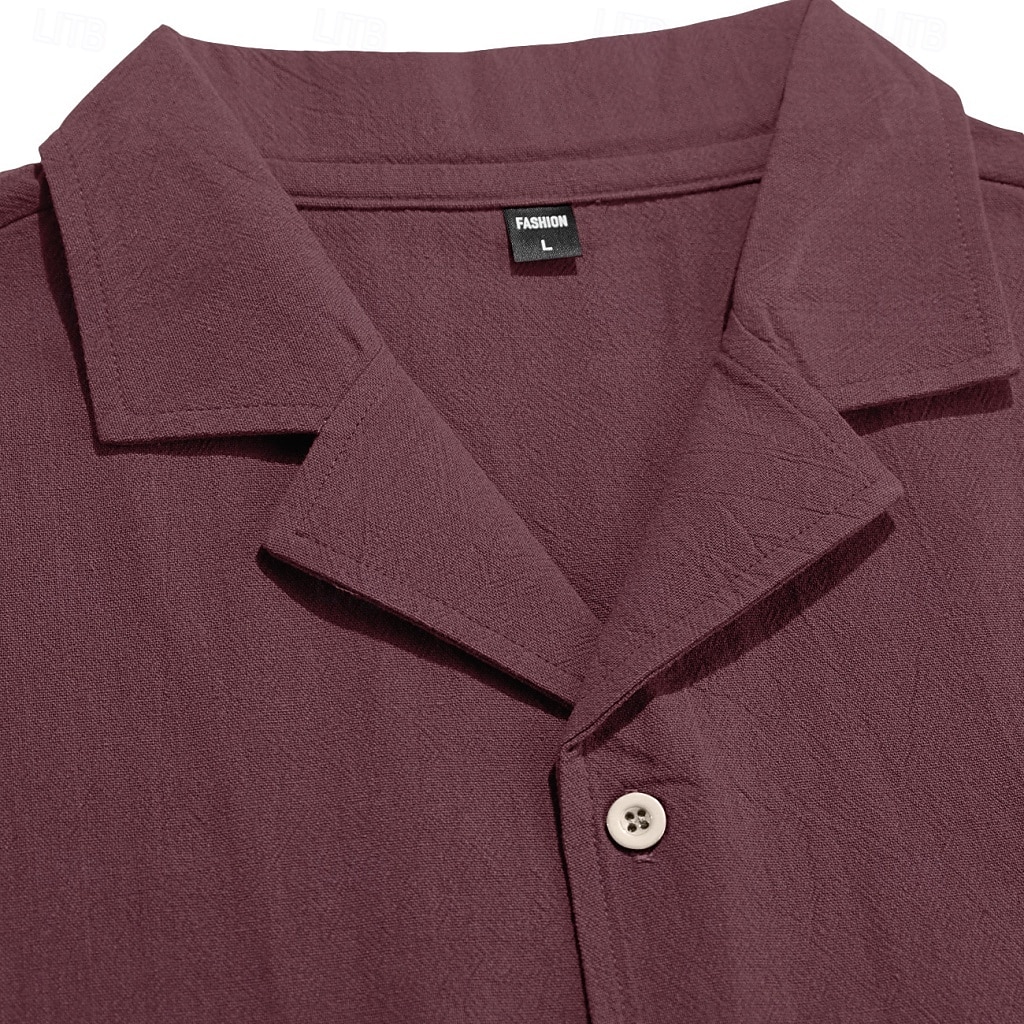 Miesten Paita Pellava paita Button Up paita Yhtenäinen väri Kausaliteetti Loma Musta Valkoinen Viini Laivaston sininen Lyhythihainen Sänkyjen avaus Kesä Kevät Vaatetus Tasku 2026 - $25.99 –P4