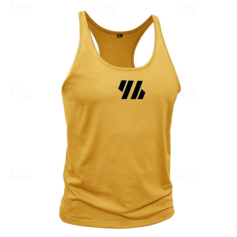 Per uomo Canotta Gilet Maglietta senza maniche Maglietta per muscoli da palestra Senza Maniche Collo a U Estate Semplice Moda Classico Confortevole Casuale Sportivo Ferie Nero Bianco Giallo Maglietta del 2026 a $6.49 –P17
